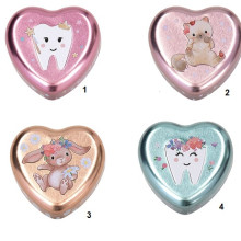 קופסת פח בצורת לב לשיניים