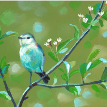 הדפס ציפור על ענף