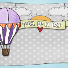 שלט לדלת כדורים פורחים אפור תכלת סגול