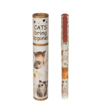 עט בקופסת קרטון גלילית דגם חתול וינשוף