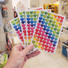 6 דפי מדבקות לבבות צבעוניים