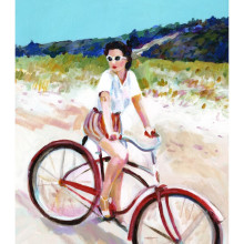 הדפס בחורה על אופניים